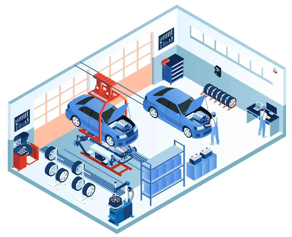 Typical vehicle service bays system diagram